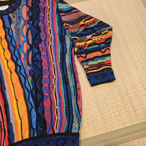 VTG COOGI Australia Multicolor 3D Textured Chunky Knit 90s Biggie Sweater Large - Picture 7 of 11
